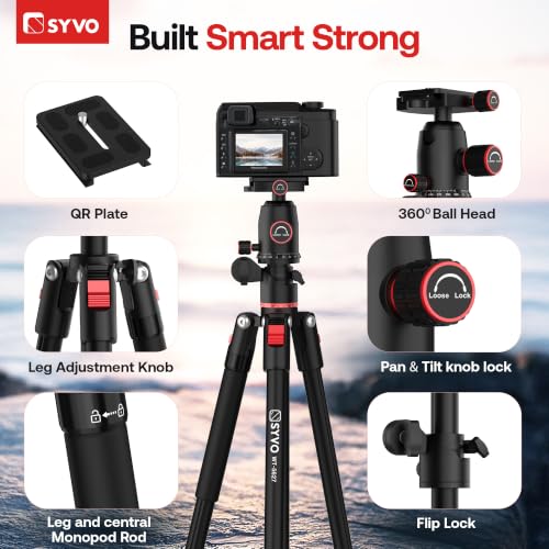 Image of SYVO WT-5627 3-in-1 Camera Tripod, Monopod & Trekking Pole with 360 Ball Head, 230cm Height, Quick Release Plate, 5kg Load Capacity for DSLR, Mirrorless Cameras & Smartphones