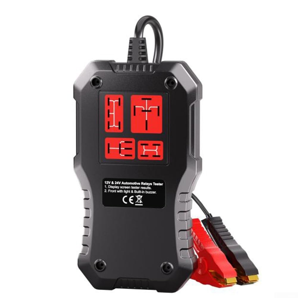 Comprobador de coche y probador de relé para vehículos de 24 V y 12 V, incluyendo coches, camiones, motocicletas, para baterías de gel