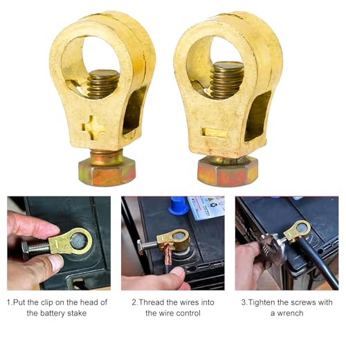 image for Yourkar 2 PCS Car Battery Terminal Connector Clamps, Positive & Negati