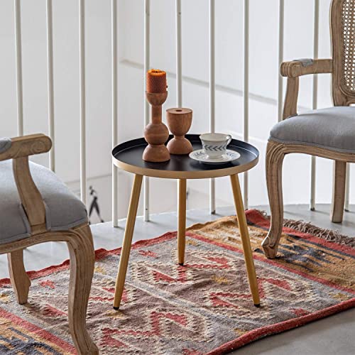 End Tables Set Of 2 Bundle, Bed Side Table/Night Stand For Small Bedroom, Metal Side Table Round Table,Black/Grey And Gold By Aojezor #TOP2