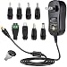 SoulBay 48W Universal AC Adapter DC 5V 6V 7.5V 9V 12V 15V 19V 20V Switching Power Supply 100-240VAC Input US Plug Transformer with 8 Tips for Household Electronics