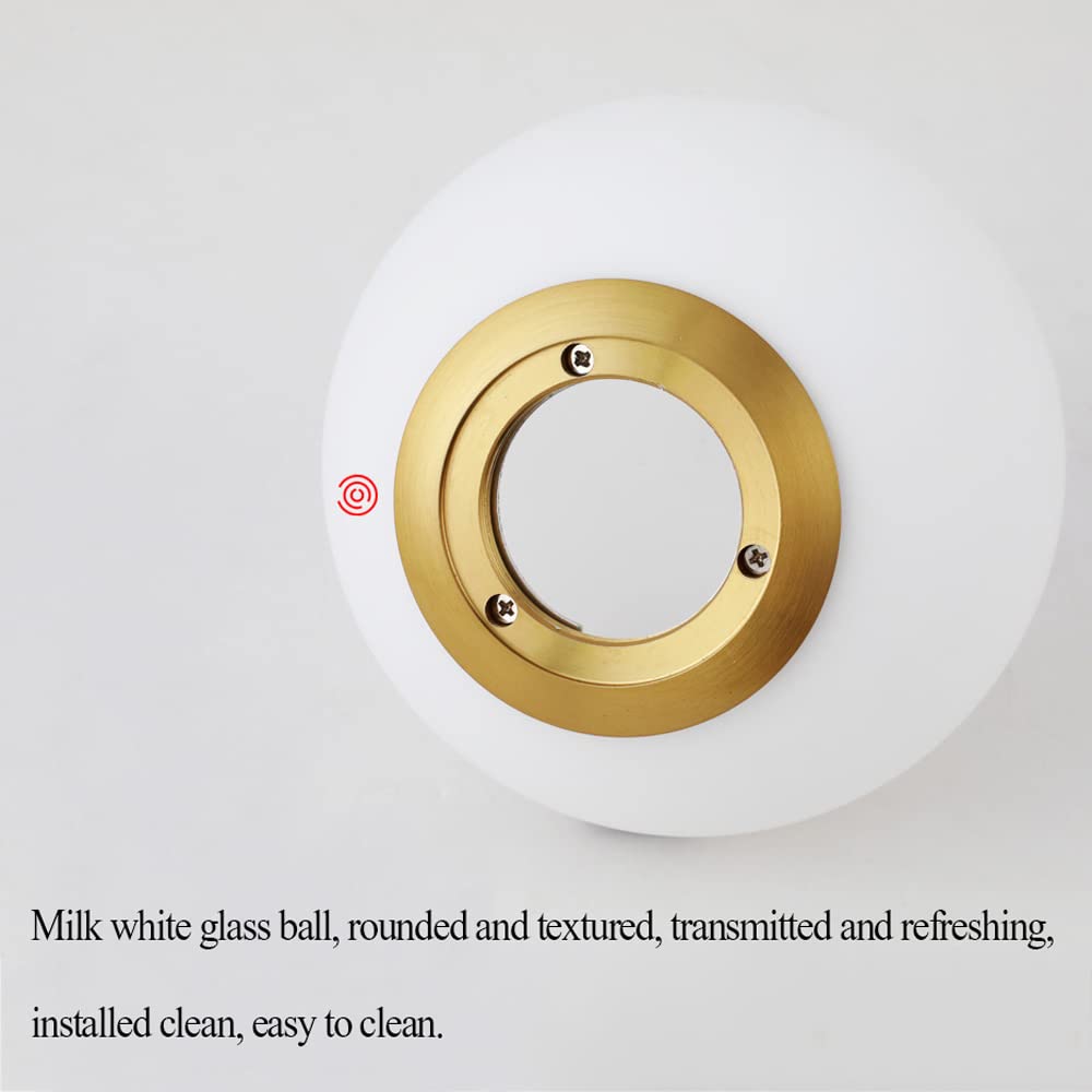 Lampada a sospensione moderna a globo a 1 luce, lampada a in vetro bianco con paralume, lampadario retrò di metà secolo, for soggiorno, camera da letto, sala pranzo