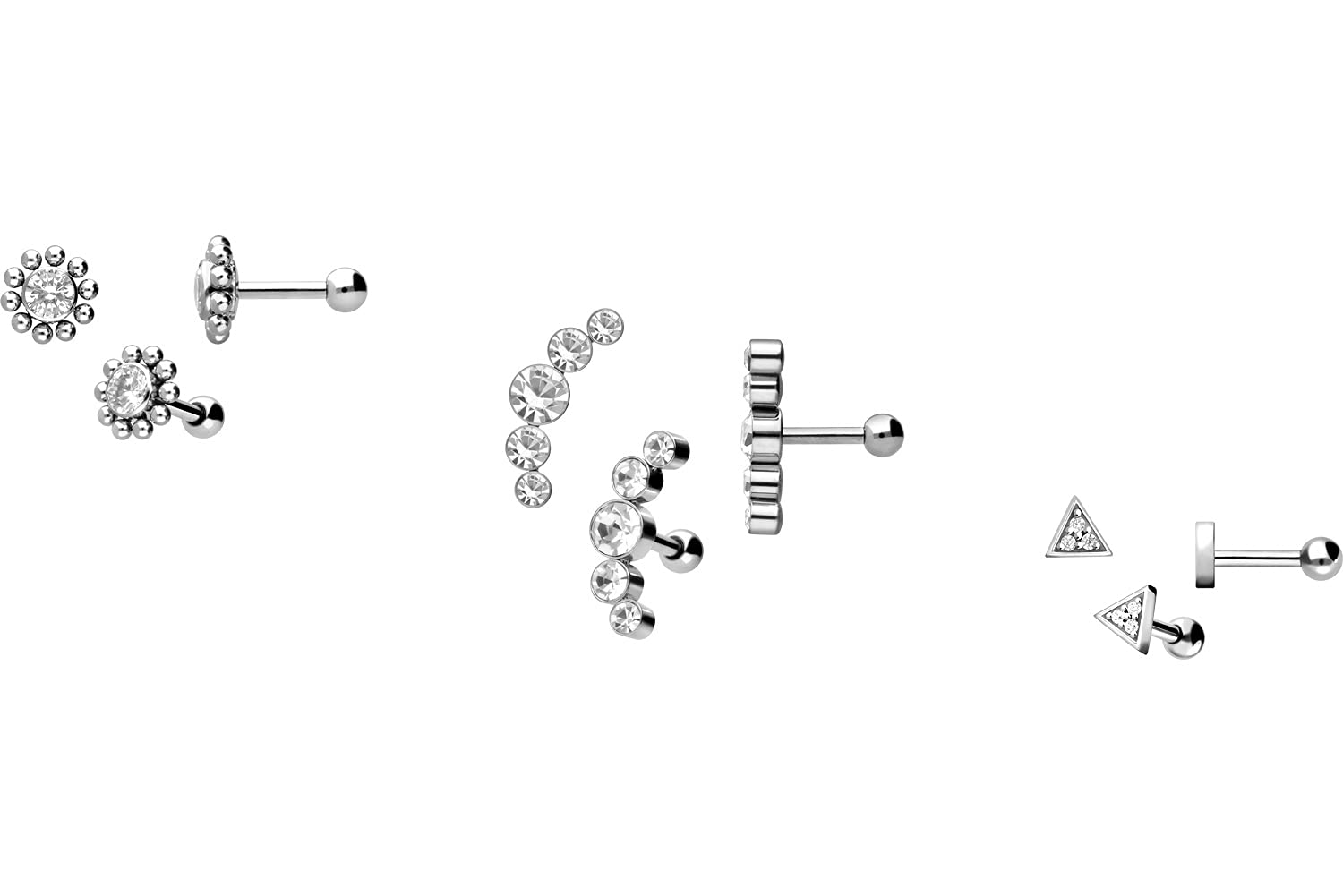 PIERCINGLINE Chirurgenstahl Ohrpiercing Set |SPAR-SET | Piercing Ohr Stecker Helix Conch | Farbauswahl