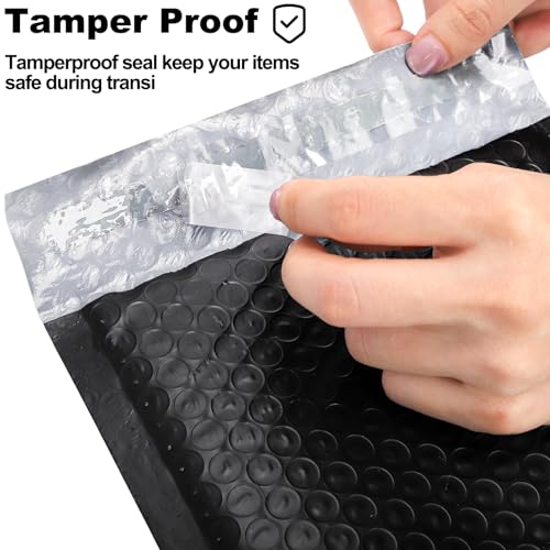 Nicunom 100 Pack Bubble Mailers 6x10", Usable Size 6x9" Self Seal Padded Envelopes Opaque Poly Wrap Bubble Bags Waterproof Shipping Bags for Small Business Mailing Makeup Jewelry Gifts, Black by Nicunom - Used condition - Image 5