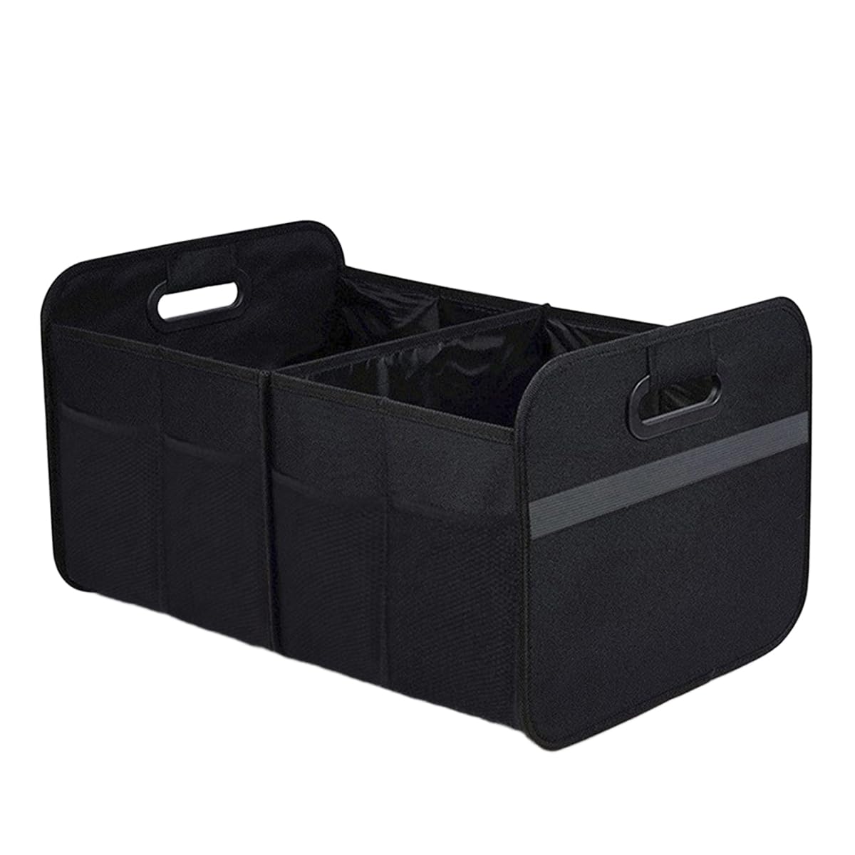 GAOLAOSY Car Trunk Organizer, Collapsible Multi-Compartment Auto Storage Box with 4 Pockets, Waterproof Oxford Fabric Car Trunk Container Accessories for Sedan SUV Truck (Black)