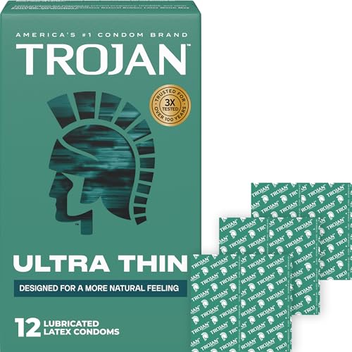 TROJAN Ultra Thin Premium Lubricated Condoms, 12 Count