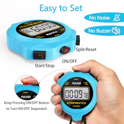 digitale stopwatch met stille aan/uit-knop voor eenvoudige bediening, voor kinderen die het zwemmen beheren, blauw - Afbeelding 4