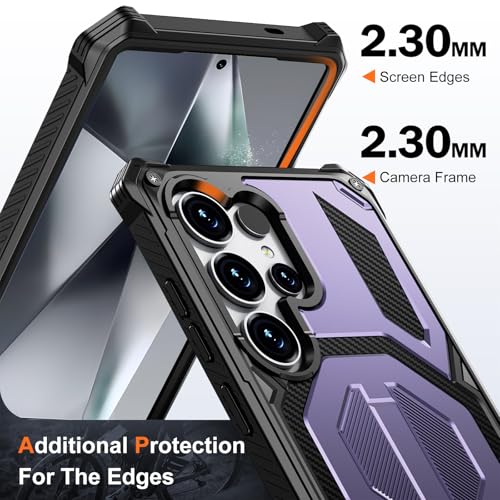 Full-Body Bumper Protective Case for Samsung Galaxy S24 Ultra 5G Case with 2 Screen Protector Hidden Adjustable Metal Kickstand, Heavy-Duty Shockproof Rugged Magnetic Cover (Purple, Samsung S24 Ultra) by Hovisi - Used condition - Image 6