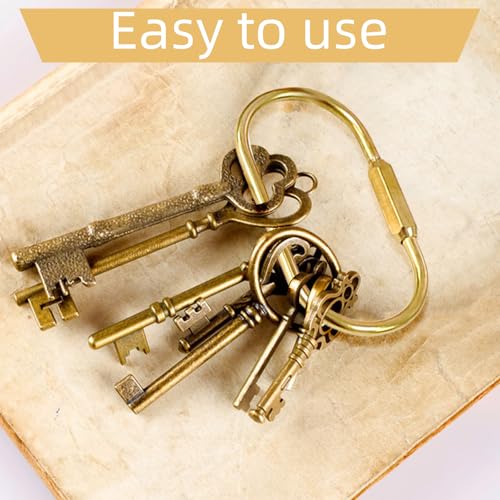 Image of Gold Brass Key Rings, Key Chain Rings, Purse Bag Charms | Key Chain Organizer Holder Durable Carabiner for Keys, Anti-Lost Oval Keyring Clip, Large Capacity Key Holder for Handbag