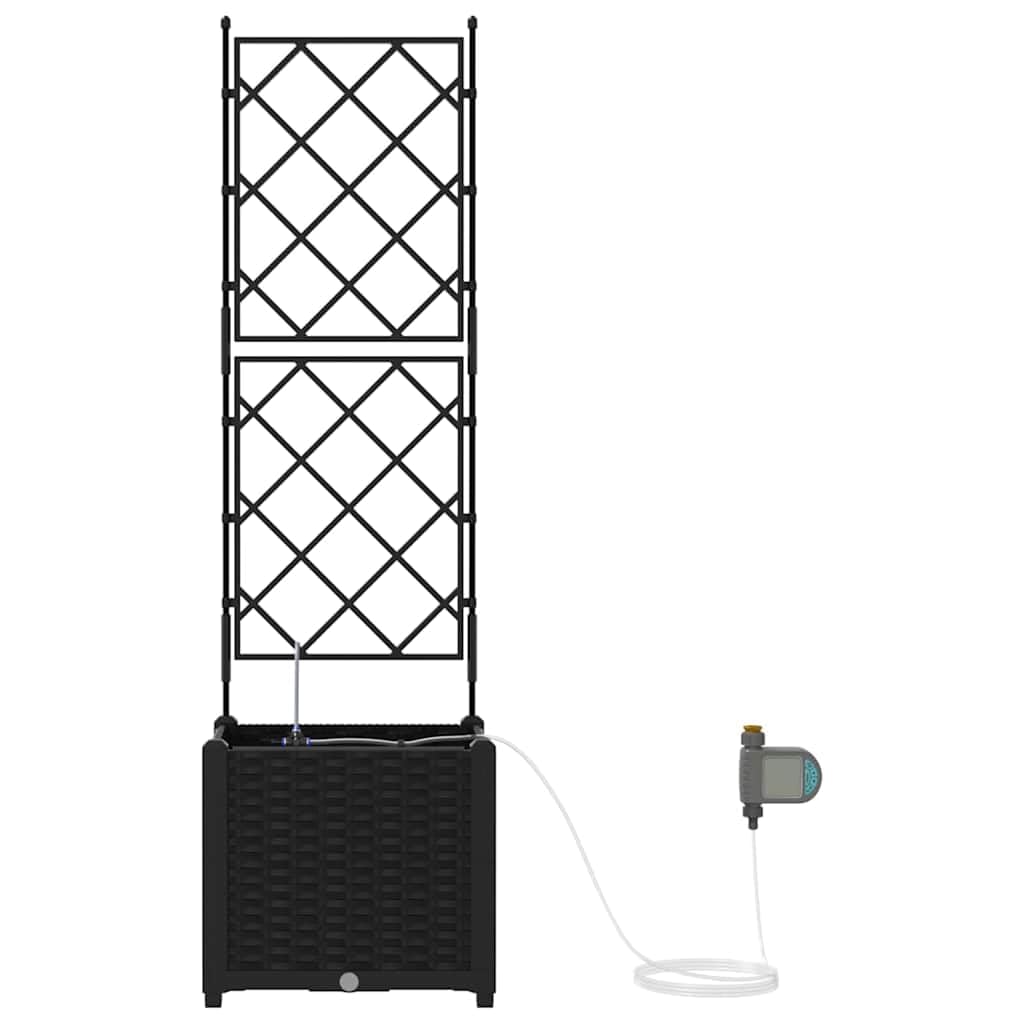 Pot à arrosage automatique 142 cm noir pour extérieur, pot de jardin haut en plastique 40 x 40 x 142 cm avec système d'irrigation, idéal pour terrasse