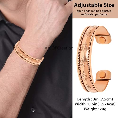 Art Of Creation ARTCRT-BRC-011 Pure Copper Set Of 3 Tibetan Bracelets Handmade Cuff Bangle thumb #5