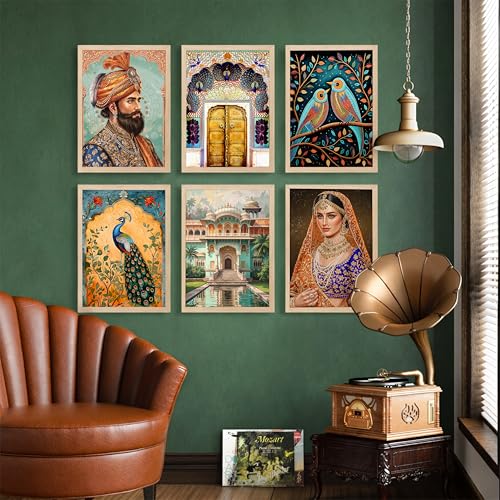 Image of NoWorries Wall decor Paintings for living room - Premium Modern art Wall Poster Paintings for Home Decoration (Pattern- Traditional art) (10x13inches) Set of 6