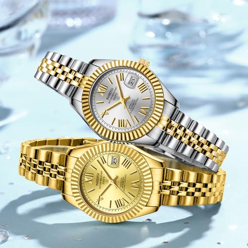 Image of NIBOSI Watches for Woman Analog Quartz Stainless Steel Diamond Rose Gold Green Small Dial Women Watches Classic Wrist Watch Date Waterproof