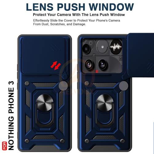 Image of Armor Bumper Back Cover Case for Nothing Phone 3 | Rotating Camera Cover, Ring Holder & Kickstand | Heavy Duty & 360 Degree Protection Nothing Phone 3 Back Cover (Blue)