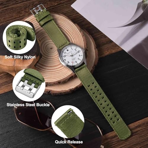 Image of WOCCI Double Holes Nylon Watch Bands, Silky Nylon Straps, Quick Release, Compatible Watch Lug Width 18mm 20mm 22mm