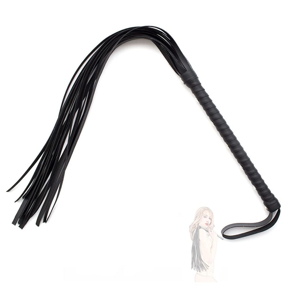 Batiente Deportivo de Cuero Negro para látigo Ecuestre, artículo de Pareja burlón (Negro)
