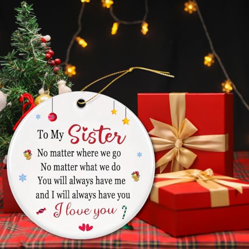 Sister Christmas Ornaments 2026,Sisters Gifts for Christmas Tree,White Sister Ornament,Friend Ornaments for Women — view 6