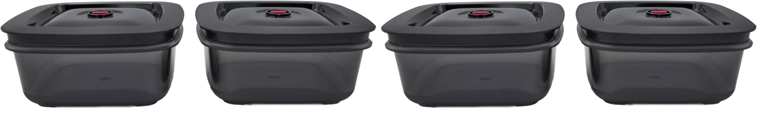 BORA Vakuumierboxen Set, 2 x 1 Liter, für Lebensmittel, Vakuumierbehälter, QVAC Vakuumiergerät, Wiederverwendbar, Luftdicht, Transparent (Packung mit 2)