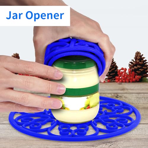Image of CHEFBEE 3PCS Heat Resistant Silicone Trivet Mats for Hot Dishes, Blue | Flexible, Non-Slip, Modern Kitchen Trivets Protects Table & Countertop, For Teapots Pans Bowls, Daily Kitchen Use