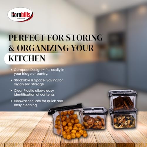 Image of HORNBILLS Seal & Lock Airtight Food Storage Containers Set - 400ml (Pack of 4) | Kitchen Organizing Accessories | Leakproof, BPA Free & Food Grade Material Plastic Boxes For Kitchen & Fridge Organizer