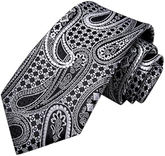 Hi-Tie Silk Paisley Necktie and Pocket Square Cufflinks Set