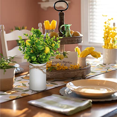 Omldggr 3Pack Artificial Farmhouse Centerpiece Decoration- Artificial Strawberry, Lemon, Orange, Artificial Potted Plant For Spring Summer Farmhouse Decoration, Home Tiered Tray Tabletop Display #TOP3