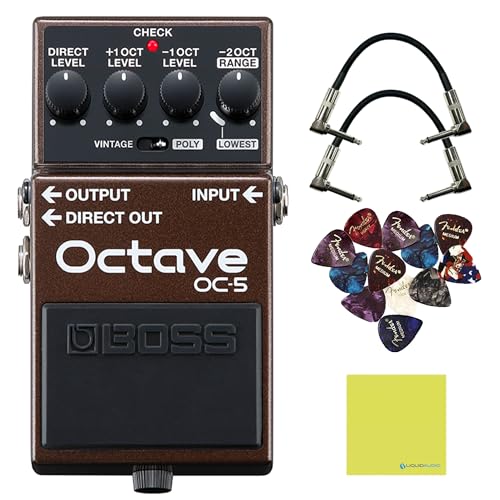 Boss OC-5 Octave Pedal Bundle w/ 2-Pack Strukture S6P48 Woven Right Angle Patch Cable, 12-Pack...