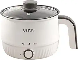 KiBcsLic Mini panela elétrica para macarrão instantâneo, 2 configurações de velocidade, 1,8 L, panela antiaderente multifuncional para sopa, ensopado, Sem Vaporizador