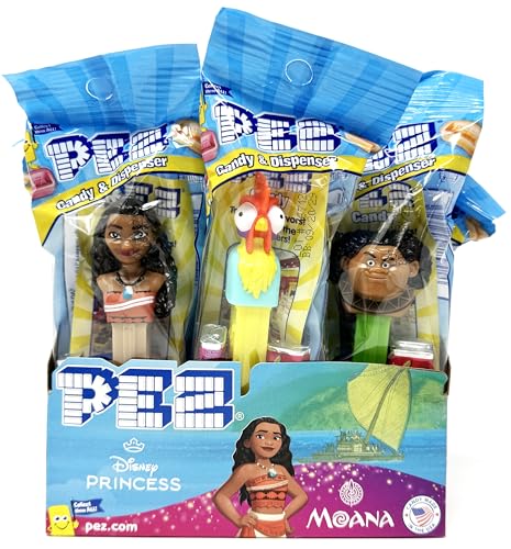 Image of Pez Moana Dispensers and Refill Candy Pack, 12 Individually Wrapped Pez Candy