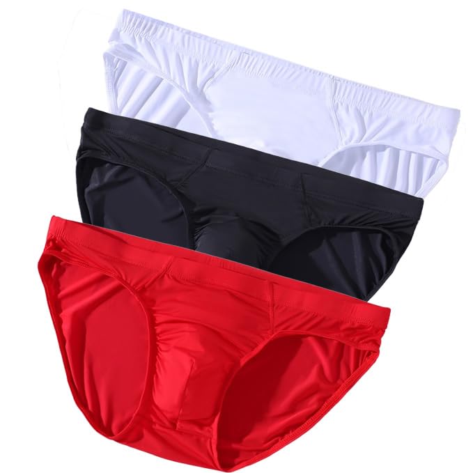 Men's Ultra Thin Lightweight Pouch Underwear Breathable Ice Silk Briefs Low Rise Thongs Relax At Night Underpant