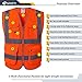 JKSafety 9 Pockets Class 2 High Visibility Zipper Front Safety Vest With Reflective Strips,Meets ANSI/ISEA Standard (150 Orange L)