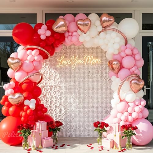 Valentines Day Balloon Arch Kit Red Pink & White 137 Pcs