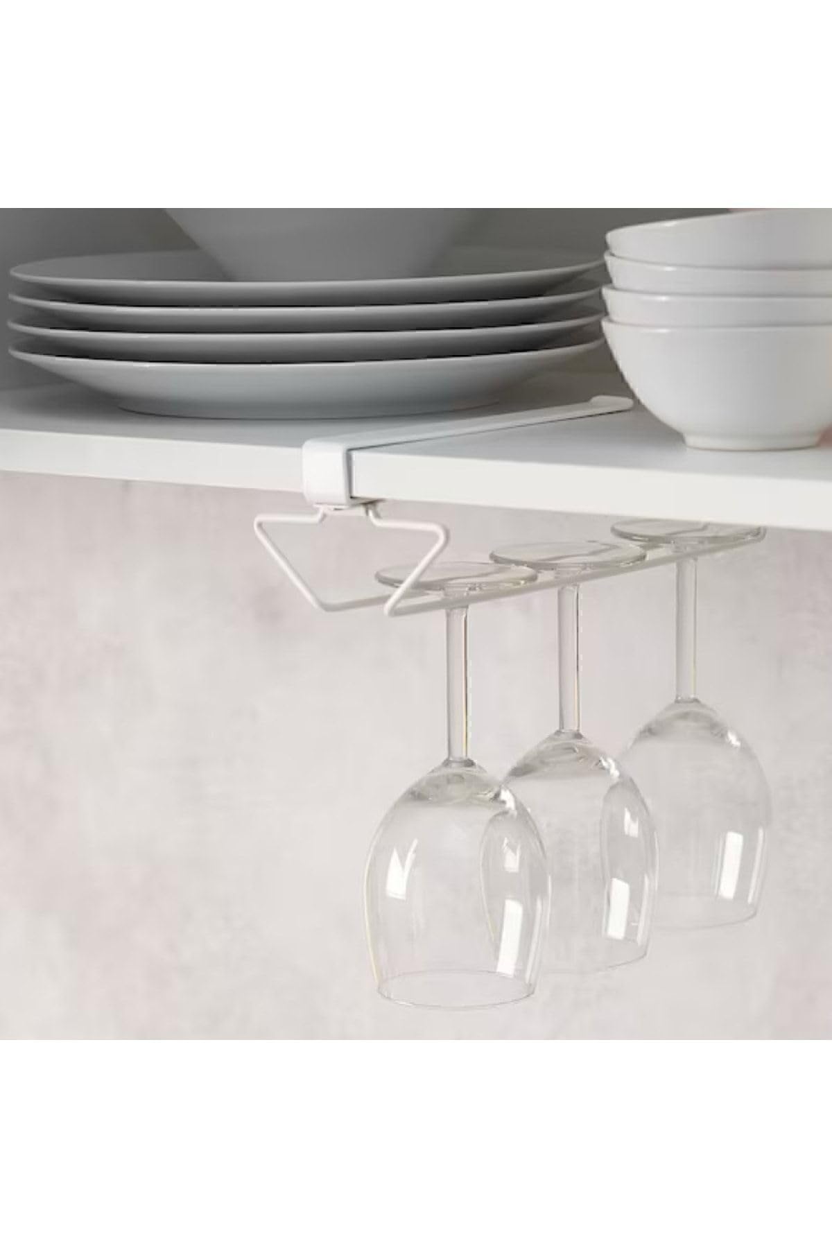 IKEA 29 cm Rafa Takılabilen Kadeh Tutucu Raf Askısı, Çelik, Beyaz