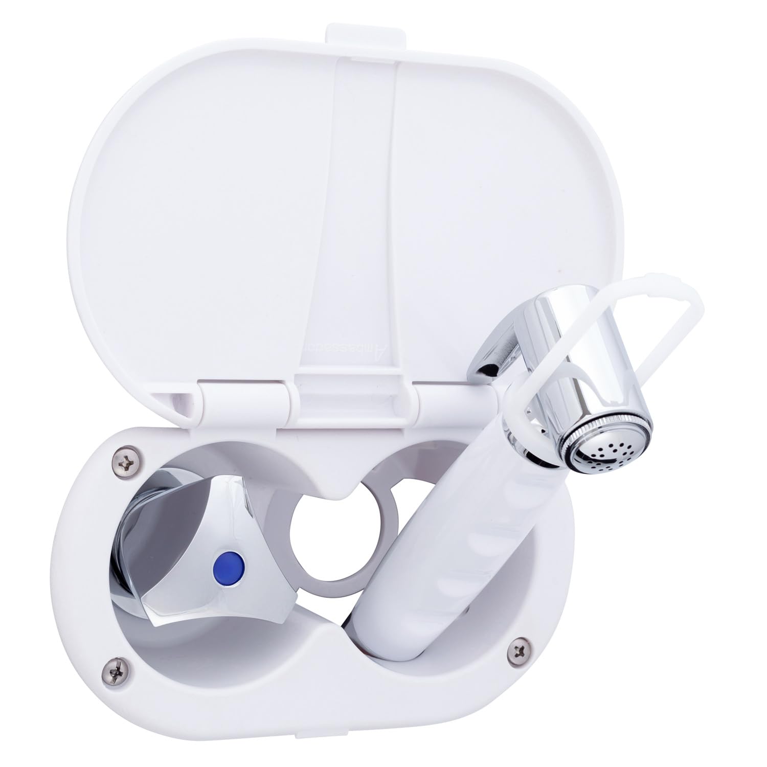 Ambassador Marine Trinidad- Transom Shower (Cold Only), Arctic White Cup & Lid, Hammer-Head Arctic White Sprayer, 10' White Rubber Hose, Chrome Trinidad Handle - 136-0214-AW-W
