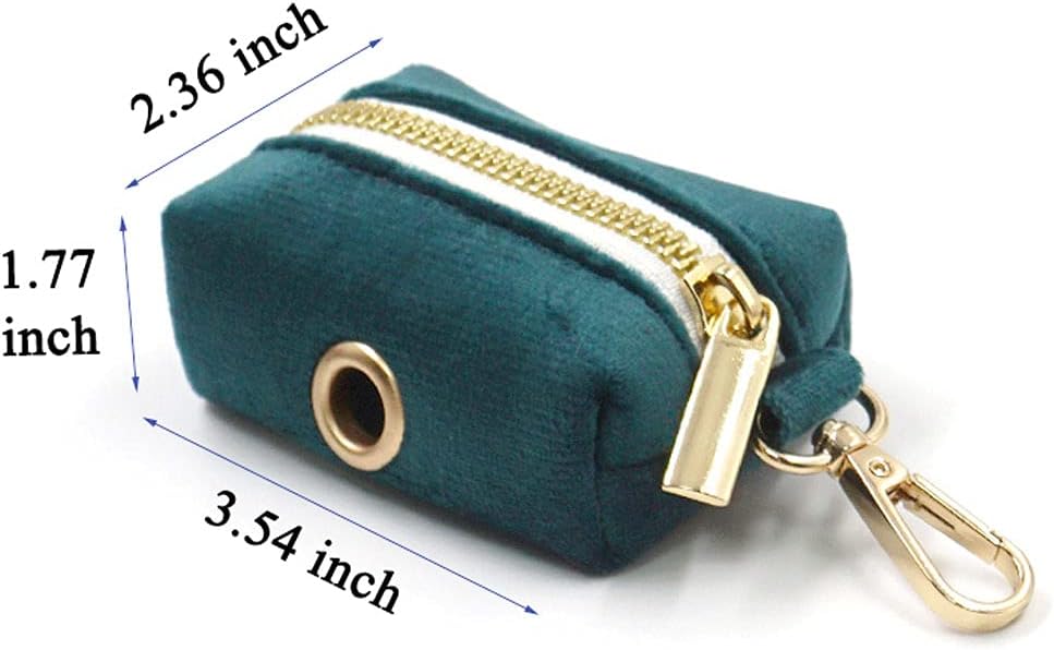 PETDURO Custom Dog Collar Personalized with Name Engraved Cute Velvet Quick Release Gold Metal Buckle for Large Medium Small Dogs (Gem Green, Collar with Leash Bow Tie Poop Bag Holder)