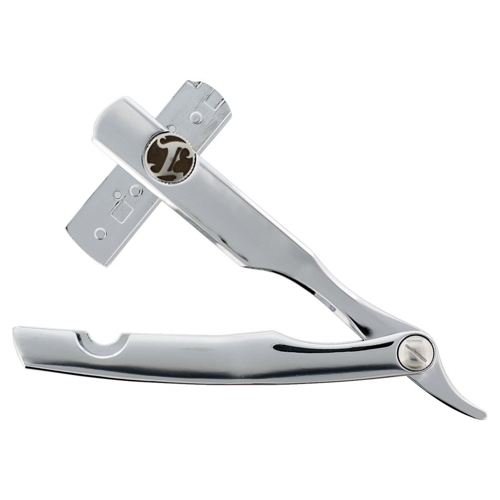 Straight Razor for Men – Chrome Straight Edge Razor for Barbers, Beard Lineups, and Shaving – Compatible with Double Edge & Barber Blades