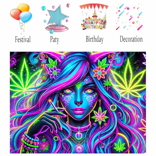 Image of Nuxovilar Neon Floral Figure Wall Tapestry Polyester 78.74x59.05 In