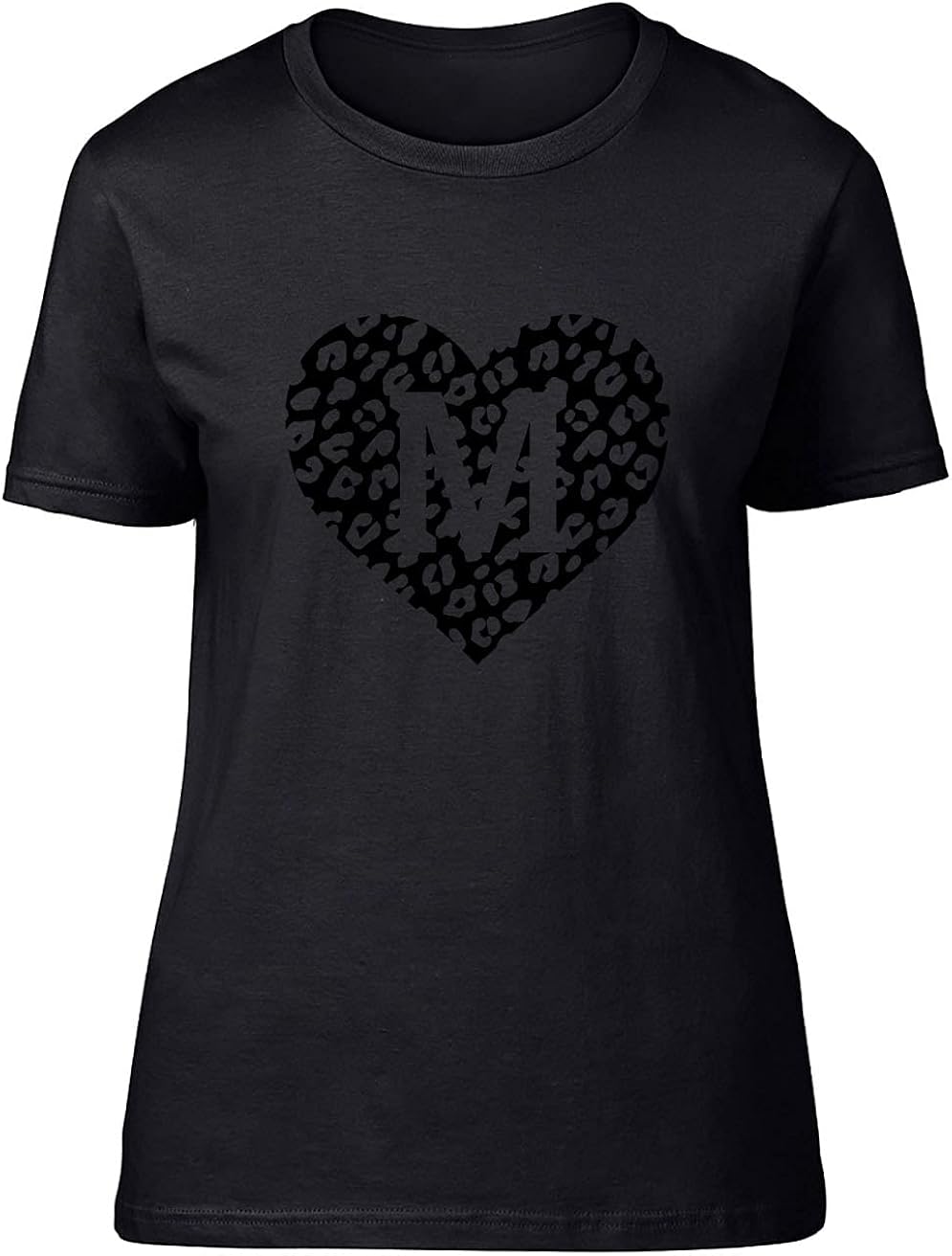 Shopagift Personalised Leopard Print Black Heart and White Text