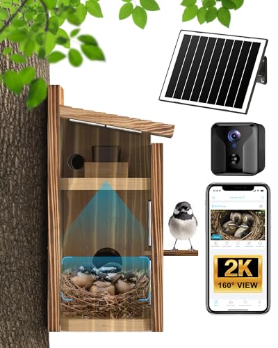 Bird House with Camera Solar Powered,Wi-Fi Bird Watching, Auto Detect&Notify,