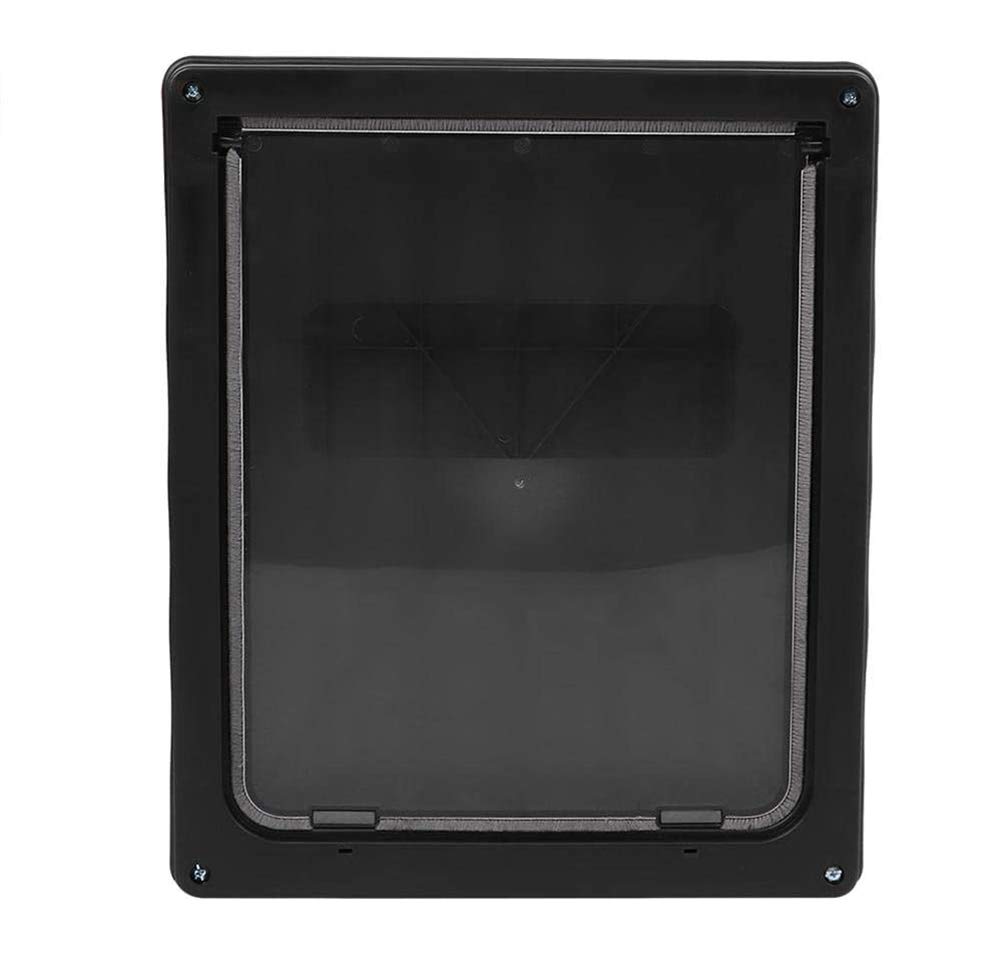 ANQI Große magnetische Hundetür, automatisch abschließbar, Katzenklappe mit Schiebegitter für Haustiere, einfache Installation, Allwetter S, schwarz