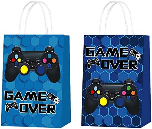 wukou 16 PCS Video Gamer Party Gift Bags, Blue Video Gamer theme party supplies, Birthday Party Decorations, Party Favor Goody Treat Candy Bags