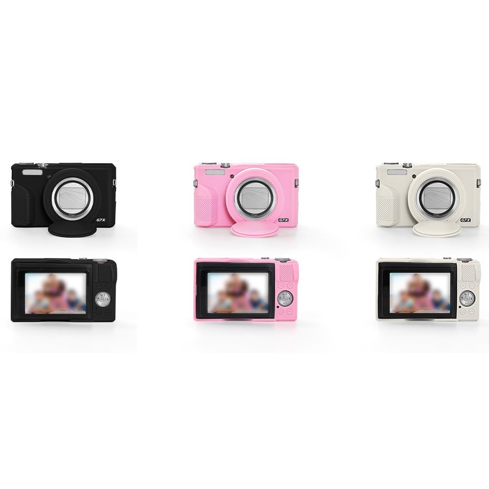 Funda de silicona para cámara Powershot G7 X para Mark III, funda protectora delgada con cubierta de lente, para diseño suave al tacto, antiarañazos, compatible con G7X III (rosa)