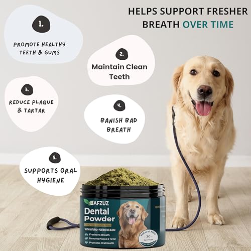 Image of BAFZUZ Dog Dental Powder | Teeth Cleaning & Plaque Tartar Support | Fresh Breath & Oral Health | Natural Brown Algae Formula | 30-Day Supply (150g)