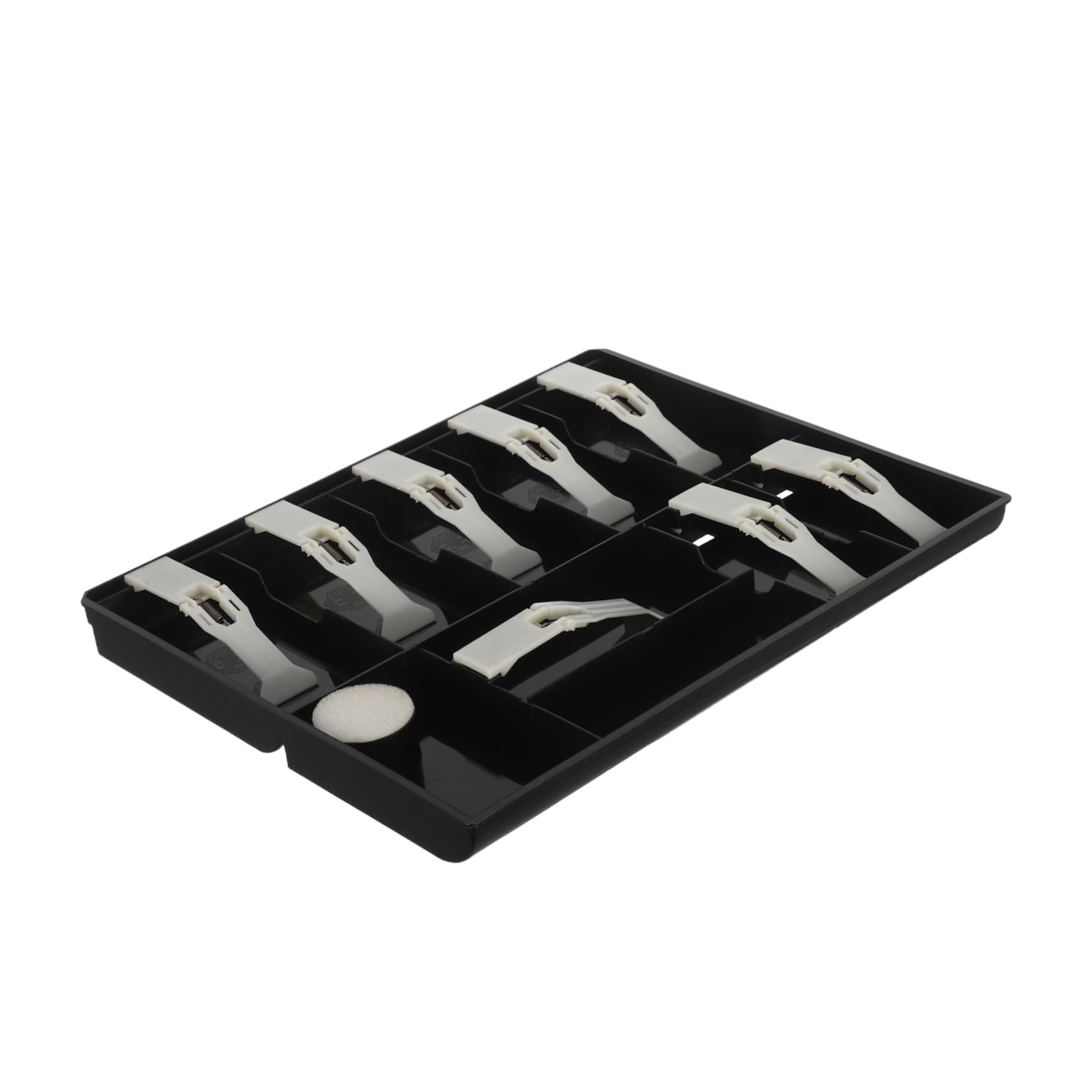 Vassoio per Contanti con Clip Organizer in Plastica per Cassa con Scomparti Vassoio Portamonete per Negozio e Supermercato