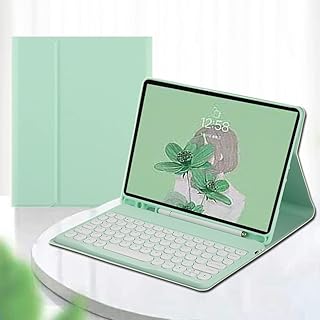 iPadPro11インチ 第4/3/2/1世代 対応 キーボードケース 丸いキー キャンディー色 かわいい カラーキーボード カバー マグネット分離式 アップルペンシル収納 レディース (ミント)