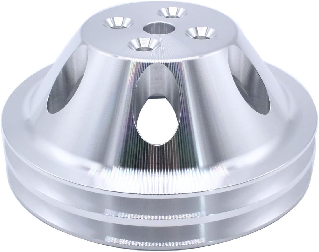 1 PC SHLPDFM Water Pump Pulley 2 Groove SWP Aluminum Pulley Compatible with Small Block Chevy SB SBC 327 350 Short Upper Water Pump