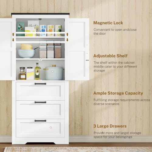 Image of TEENFON Storage Cabinet with Doors & Adjustable Shelf