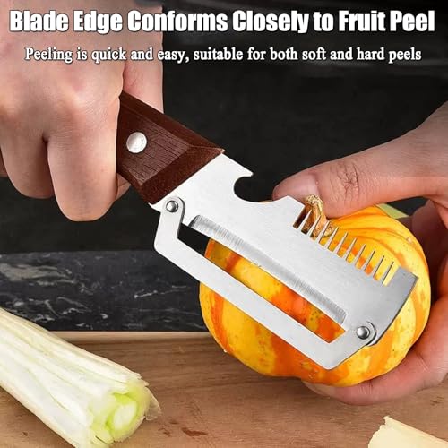 2026 Upgraded Multi-Functional Vegetable Peeler, Premium Vegetable Peeler with Wooden Handle and Bottle Opener, 3-in-1 Peeler & Bottle Opener for Fruit Potato Carrot Kitchen Gadget #3