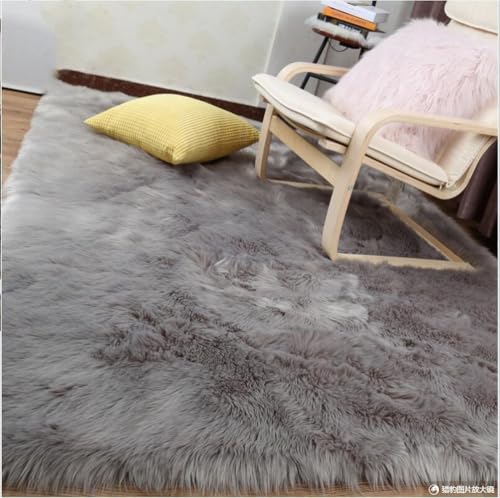 Tapis artificiel canapé blanc poilu 60x90cm pour sol de chambre et salon - 3