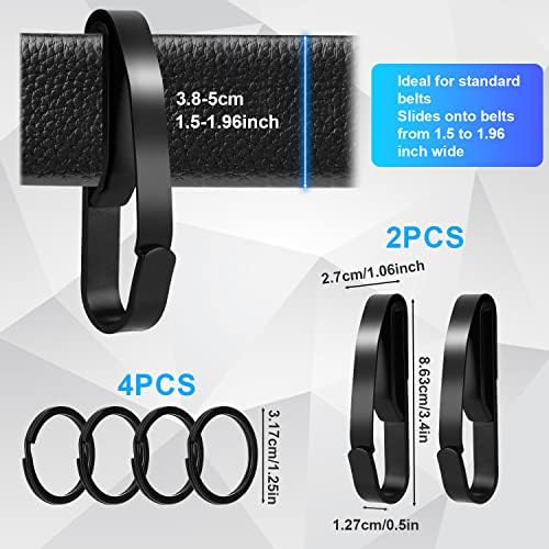 SAVITA Tactical Key Holder, Fits 2.25 inch Max Wide Duty Belts Tactical Key Ring with 4pcs Key Rings, Stainless Steel Easy Thumb Release Tactical Keychain for Police, Fire Agencies Duty Belt, 2 pack